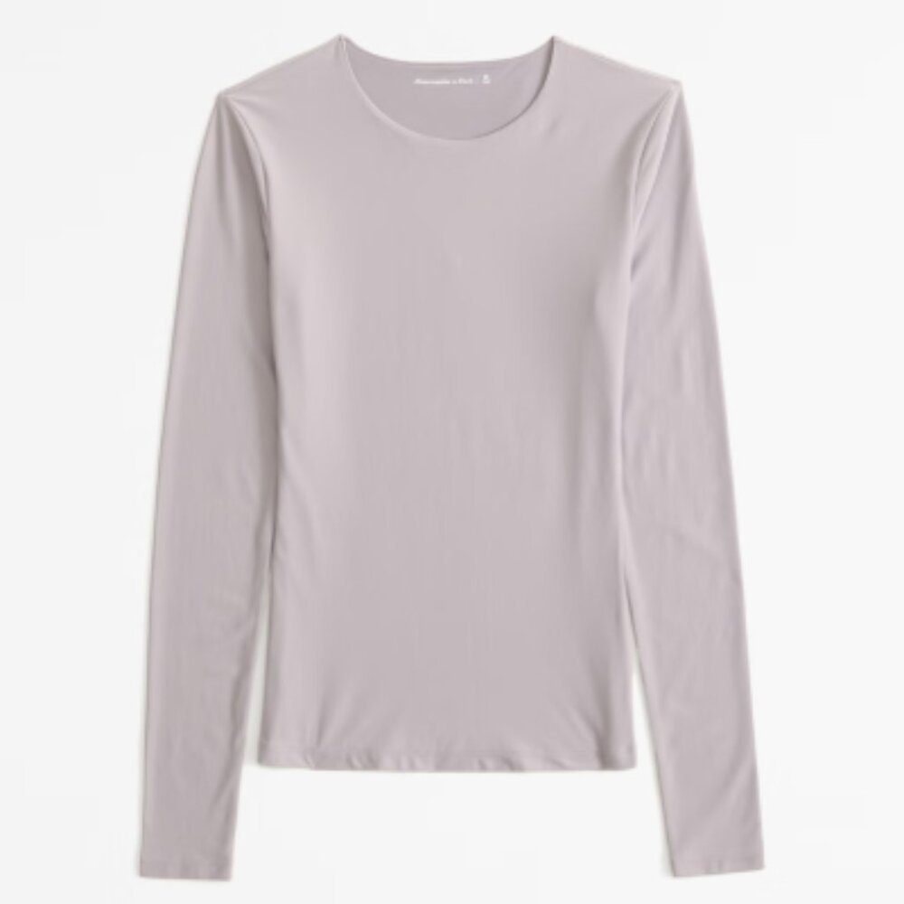 Abercrombie Soft Matte Seamless Tuckable Long-Sleeve Tee | Grey | Size Medium
